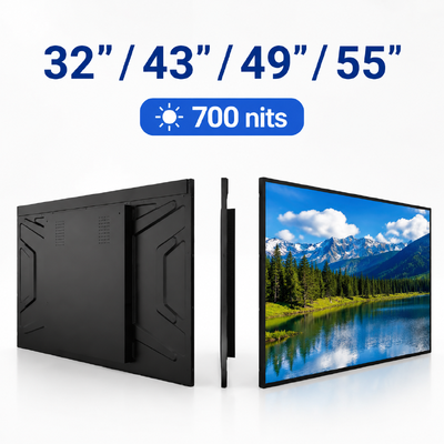 Innenwändliche Digital Signage Display. Android 11 Werbebildschirm 700nits.